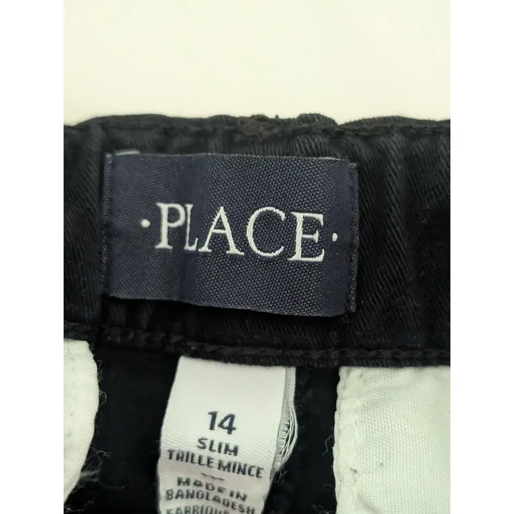 The Children’s Place Boys Black Slim Fit Stretch Chino Pants Size 14 adjustable